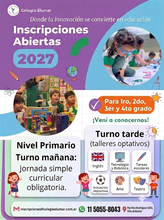Inscripciones abiertas 2027 - Colegio Elumar